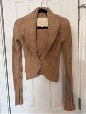 Hollister Camel Cable Knit Cardigan